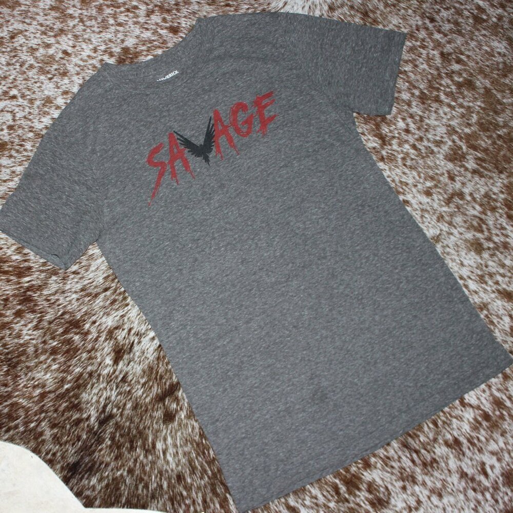 Maverick Savage Red & Charcoal T-Shirt - Size S